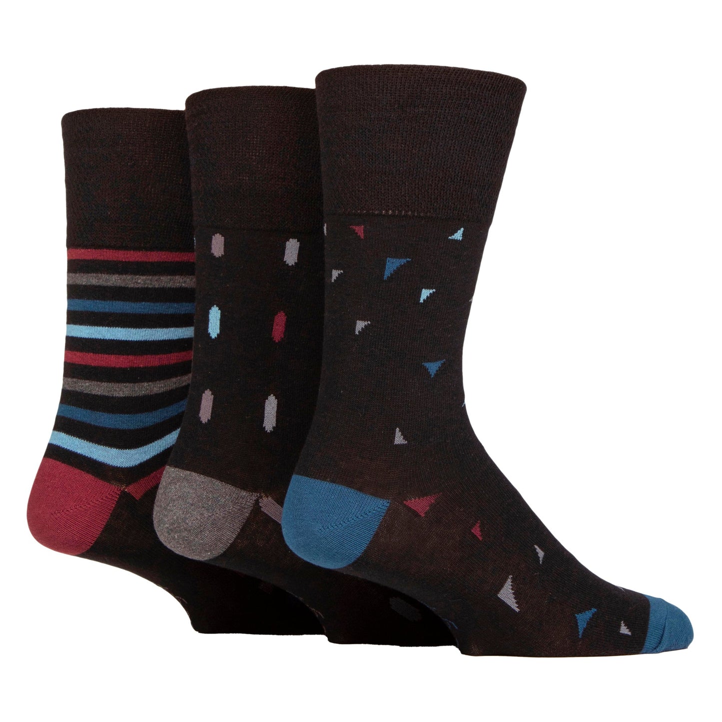 6 Pack Mens Non Elastic Loose Top Patterned Socks