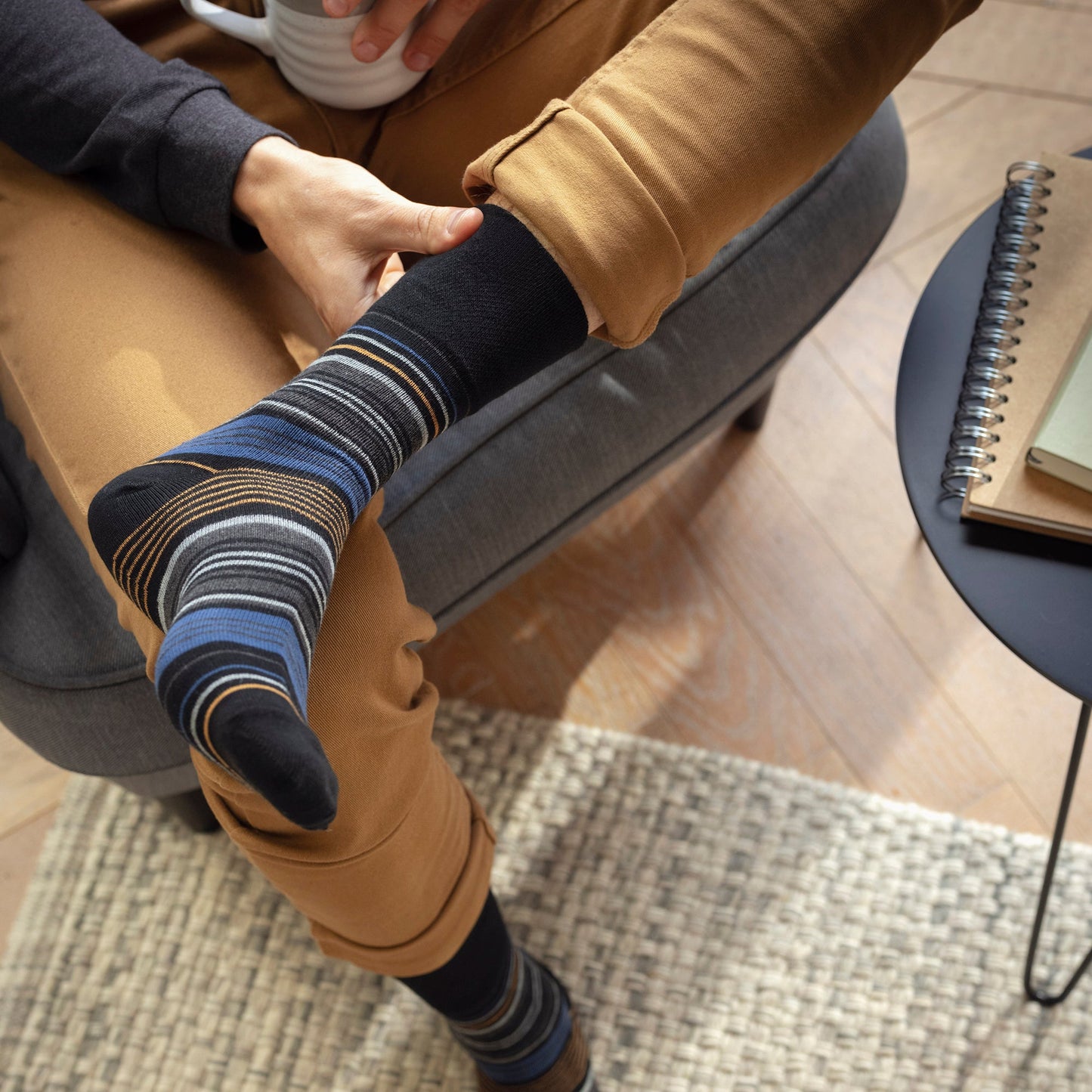 6 Pack Mens Non Elastic Loose Top Patterned Socks
