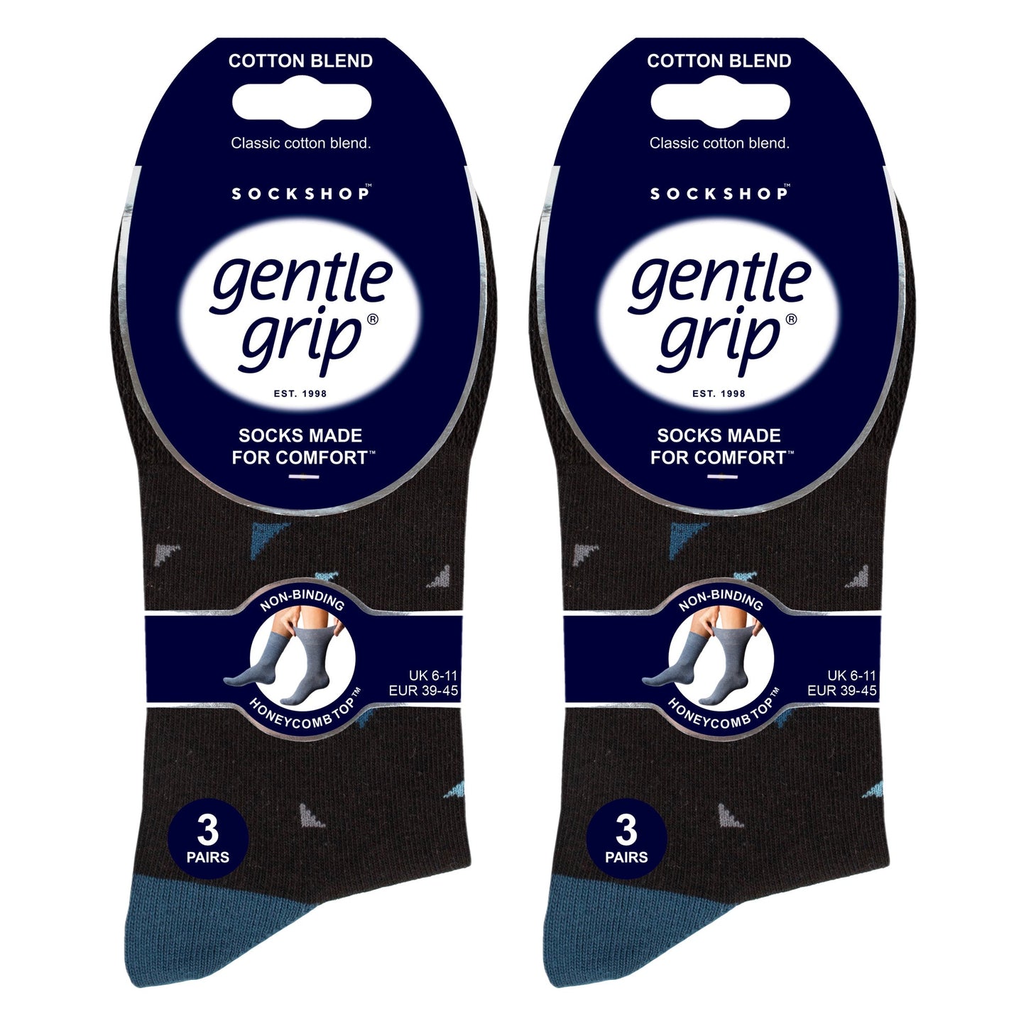 6 Pack Mens Non Elastic Loose Top Patterned Socks