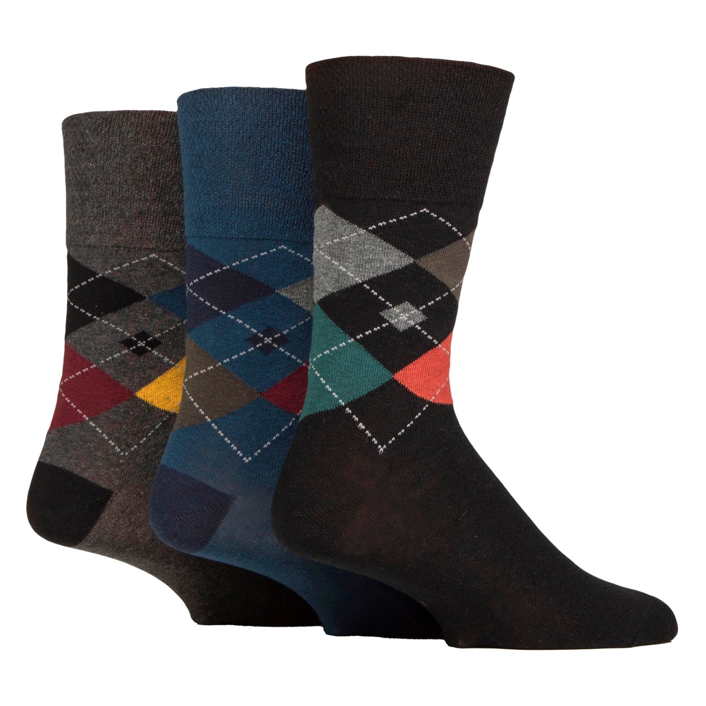 6 Pack Mens Non Elastic Loose Top Patterned Socks