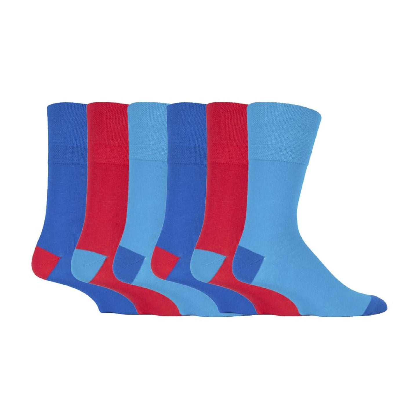 6 Pack Mens Bright Coloured Non Elastic Cotton Socks