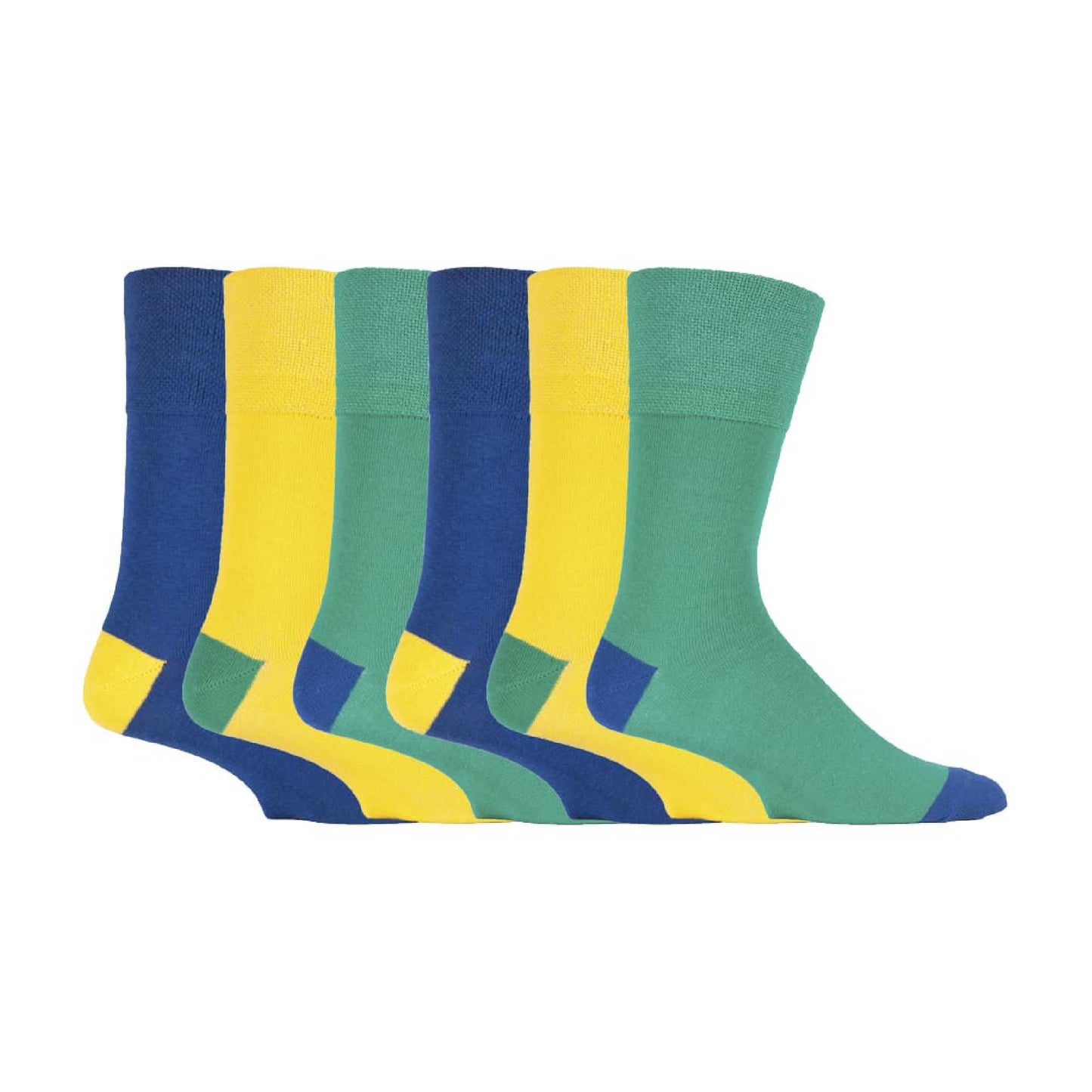 6 Pack Mens Bright Coloured Non Elastic Cotton Socks