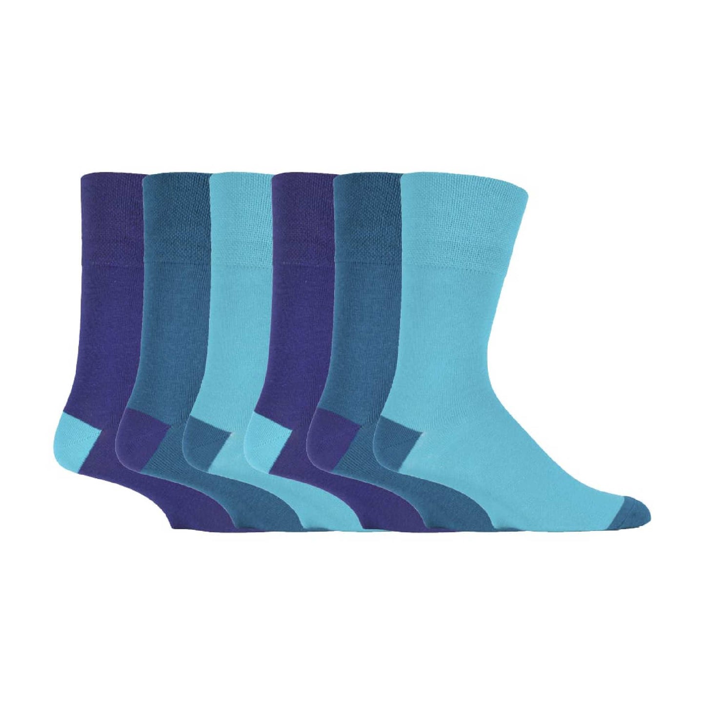 6 Pack Mens Bright Coloured Non Elastic Cotton Socks
