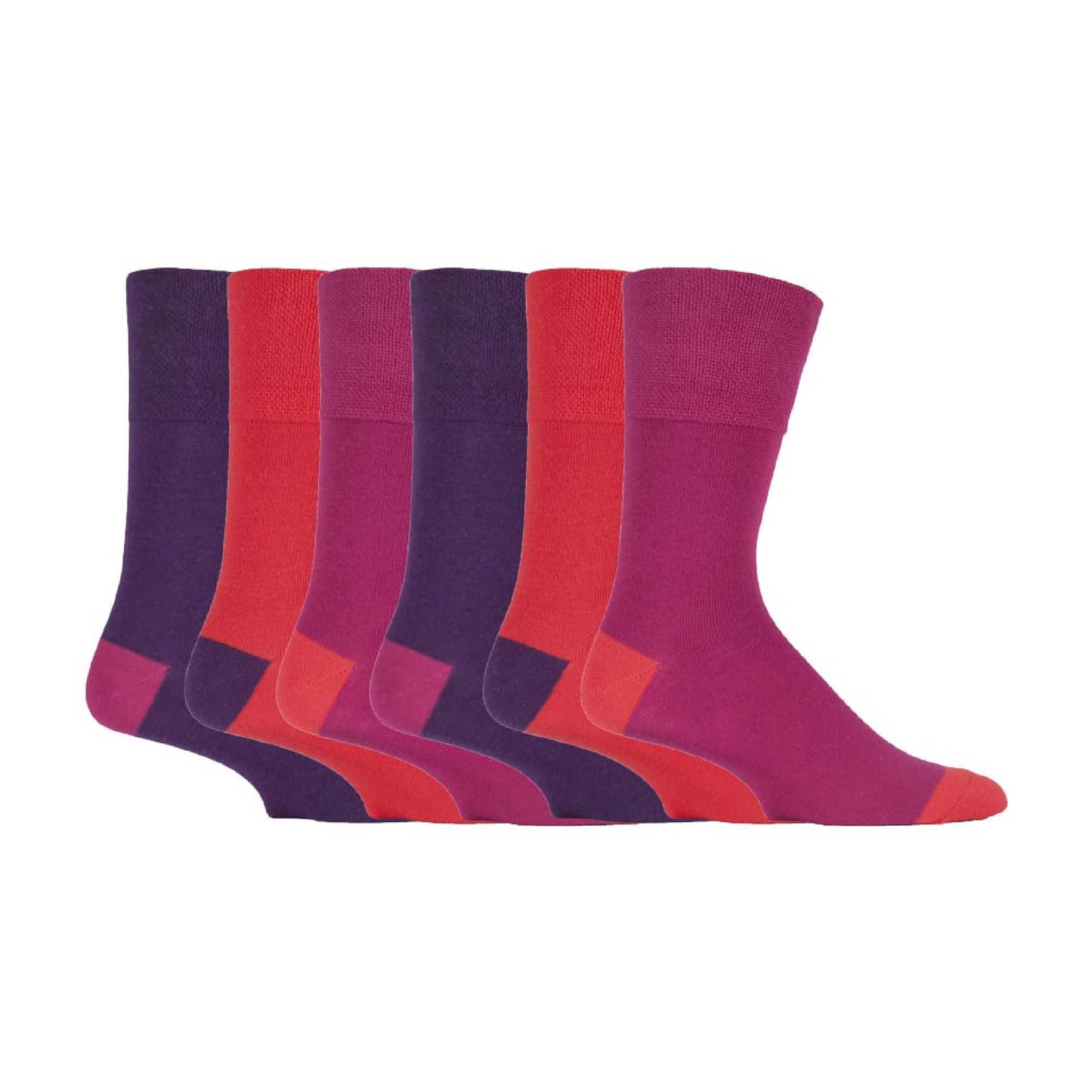 6 Pack Mens Bright Coloured Non Elastic Cotton Socks