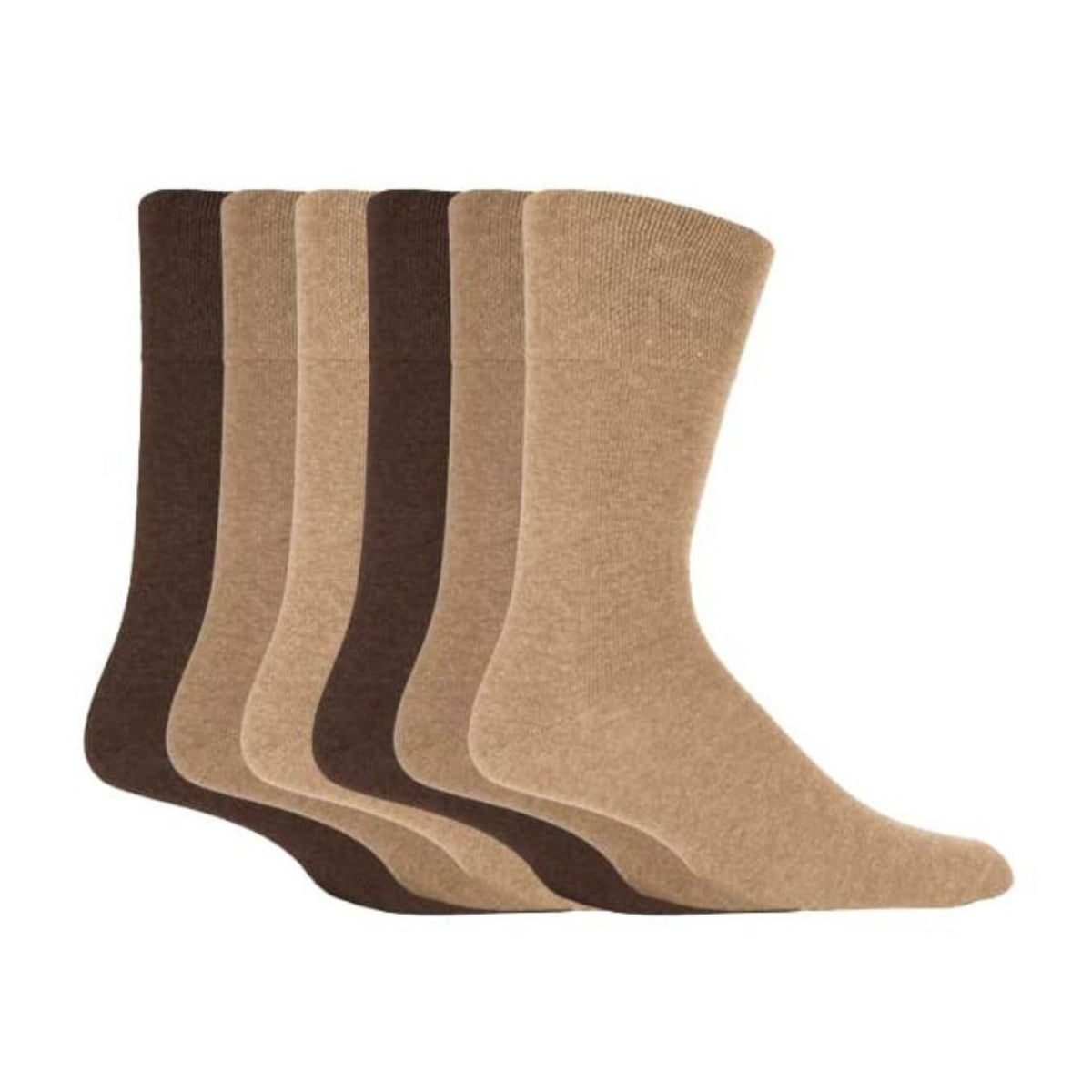 6 Pack Mens Loose Top Plain Coloured Cotton Socks