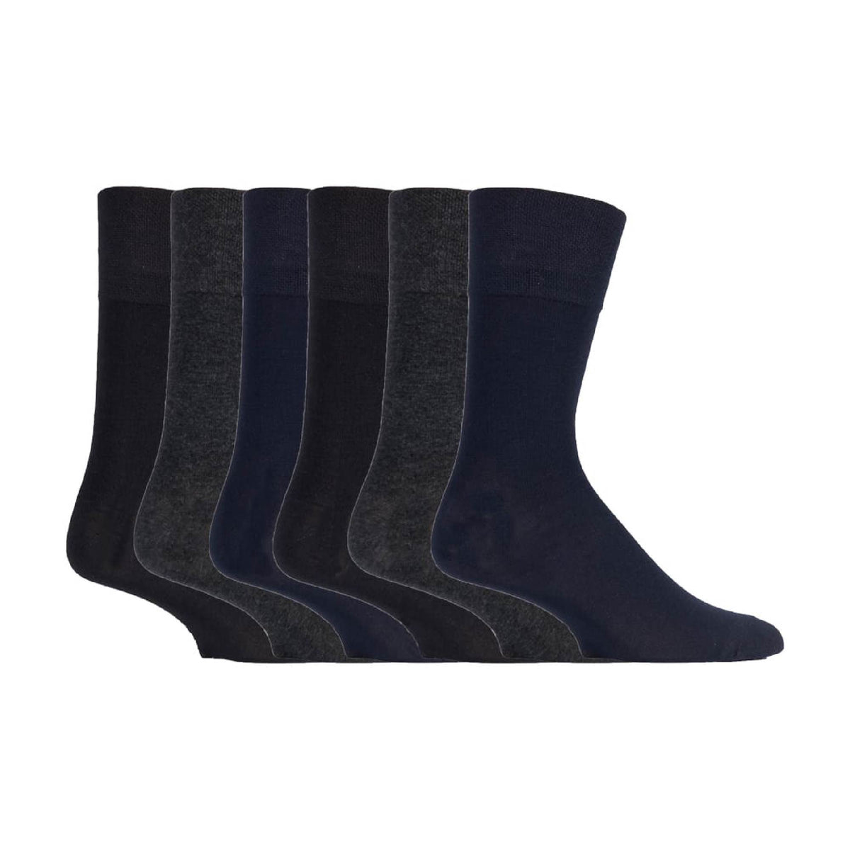 6 Pack Mens Non Elastic Loose Top Bamboo Socks
