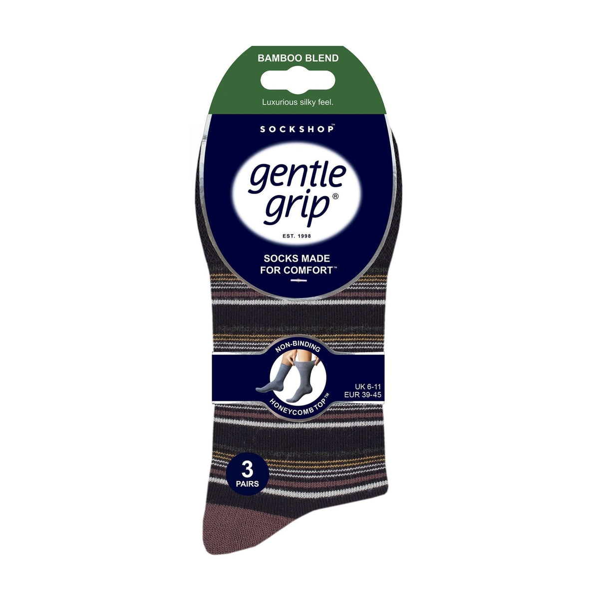 6 Pack Mens Non Elastic Loose Top Bamboo Socks