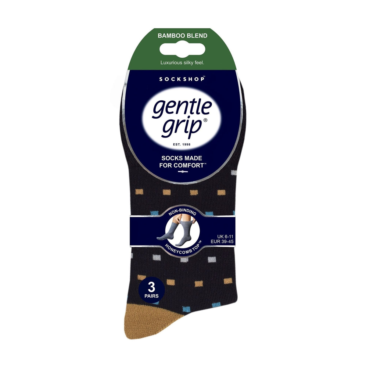 6 Pack Mens Non Elastic Loose Top Bamboo Socks