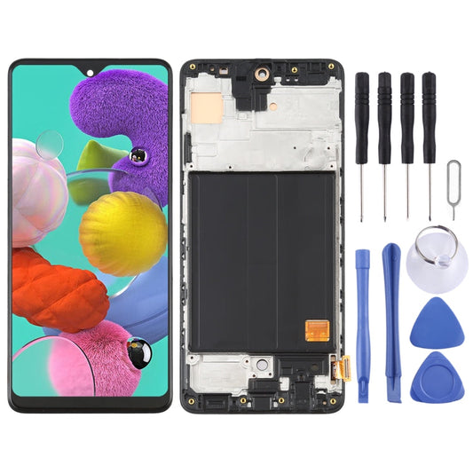 OLED LCD Screen for Samsung Galaxy A51 4G SM-A515(6.36 inch) Digitizer Full Assembly with Frame (Black)