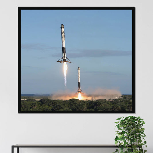 "SpaceX Boosters Landing" on Framed Canvas, Acrylic, Canvas, Framed Prints or Print-only