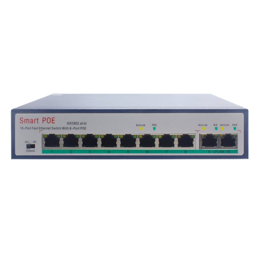 ESCAM POE 8+2 10-Port Fast Ethernet Switch 8-Port POE 10/100M 120W Network Switch, Transmission Distance: 150m, 10 Ports