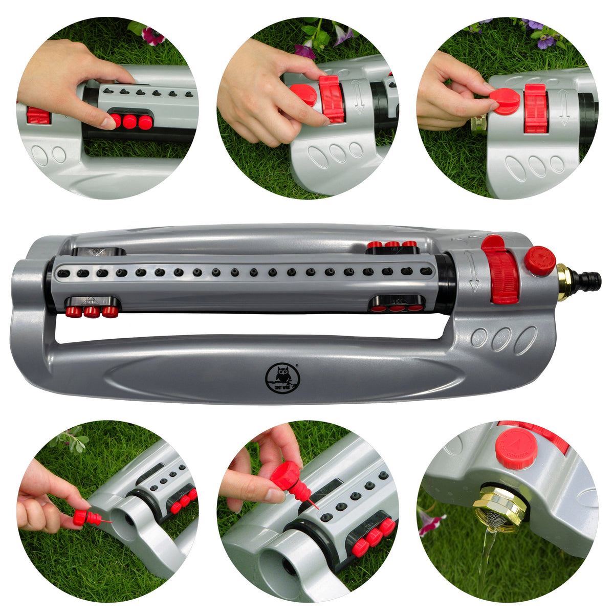Bar Metal Turbo Oscillating Sprinkler Water Flow Control Outdoor Hose Accessory