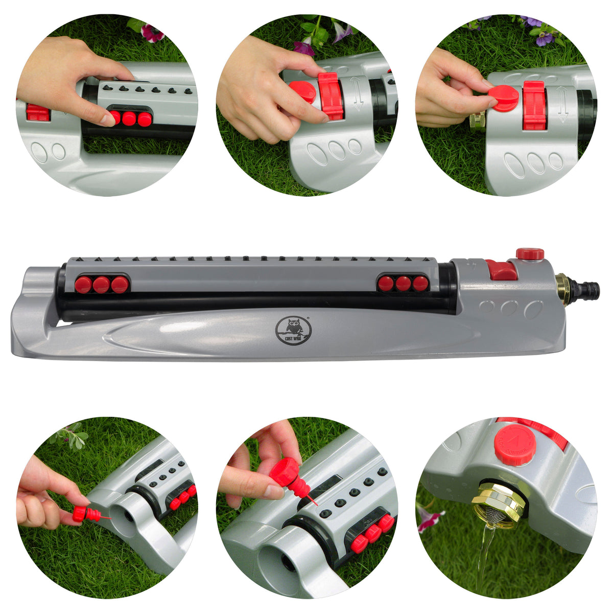 Bar Metal Turbo Oscillating Sprinkler Water Flow Control Outdoor Hose Accessory