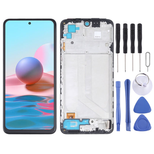 OLED Material LCD Screen and Digitizer Full Assembly With Frame for Xiaomi Redmi Note 10 4G / Redmi Note 10s 4G / Redmi Note 11 SE India / Poco M5s  M2101K7AI M2101K7AG M2101K7BG M2101K7BI M2101K7BNY                                                     ...