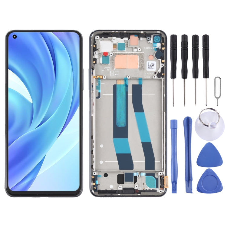 Original LCD Screen and Digitizer Full Assembly With Frame for Xiaomi Mi 11 Lite 4G/11 Lite 5G NE M2101K9AG M2101K9AI, For Xiaomi Mi 11 Lite 4G (Original)