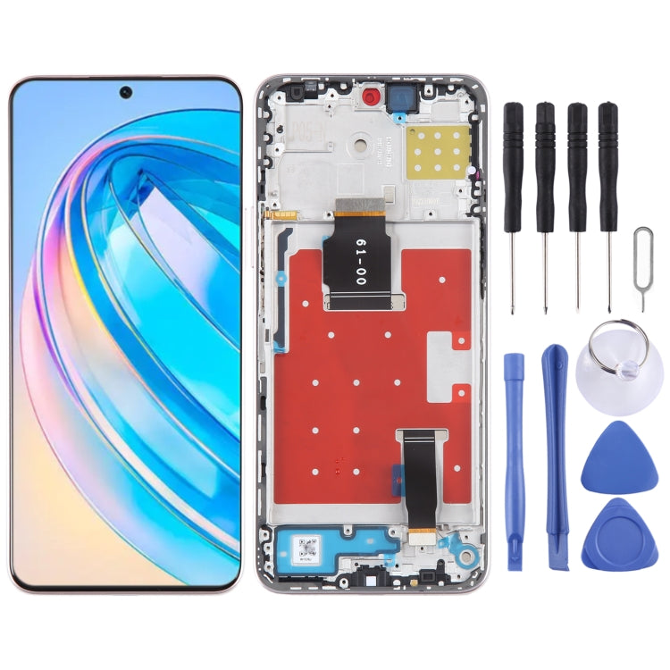 Original LCD Screen For Honor X8a Digitizer Full Assembly with Frame, For Honor X8a (Original)