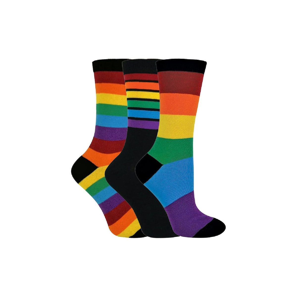 3 Pack Boys & Girls Striped Rainbow Design Casual Cotton Socks