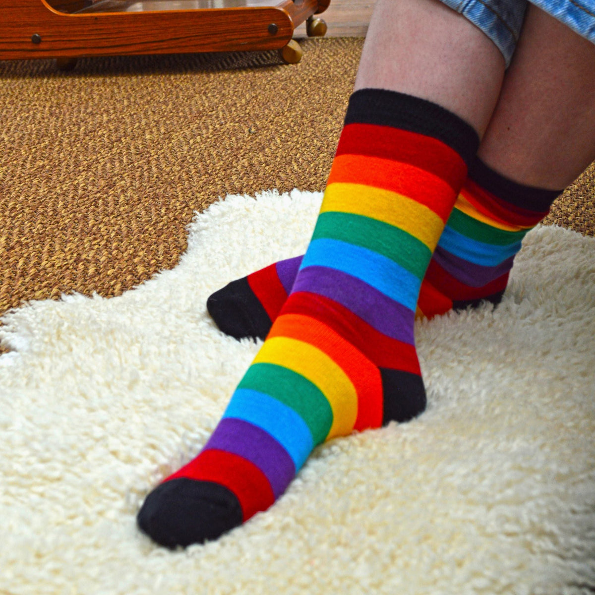 3 Pack Boys & Girls Striped Rainbow Design Casual Cotton Socks