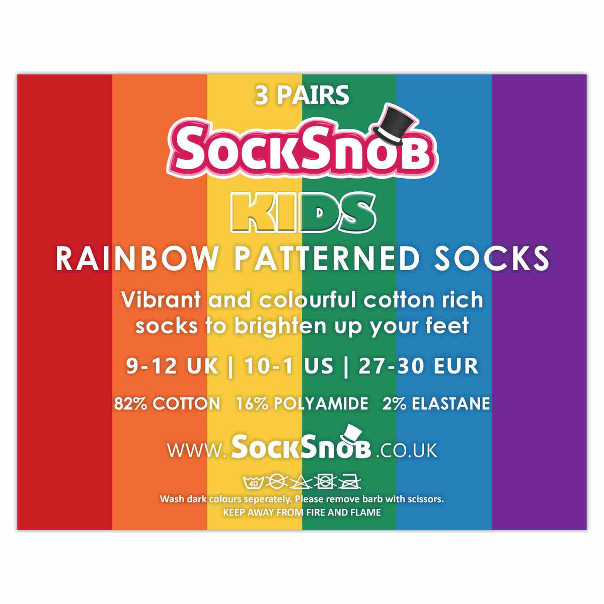 3 Pack Boys & Girls Striped Rainbow Design Casual Cotton Socks