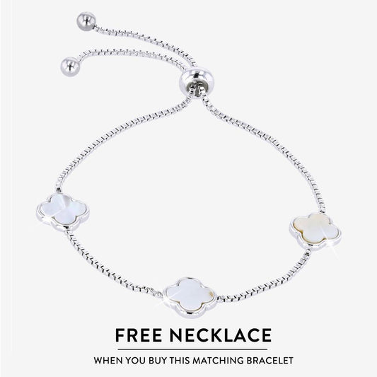 Mother Of Pearl Friendship Bracelet, 4 Leaf Clover