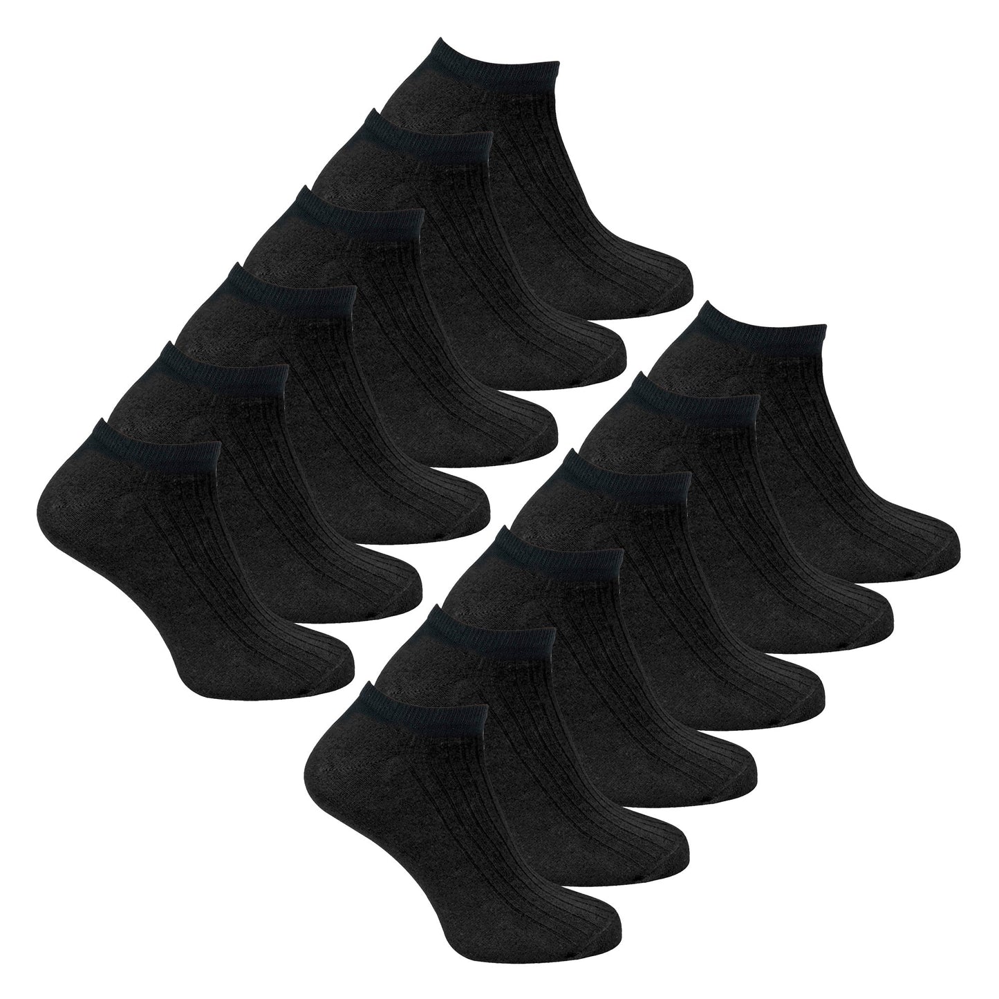 12 Pack Womens 100% Cotton Trainer Socks