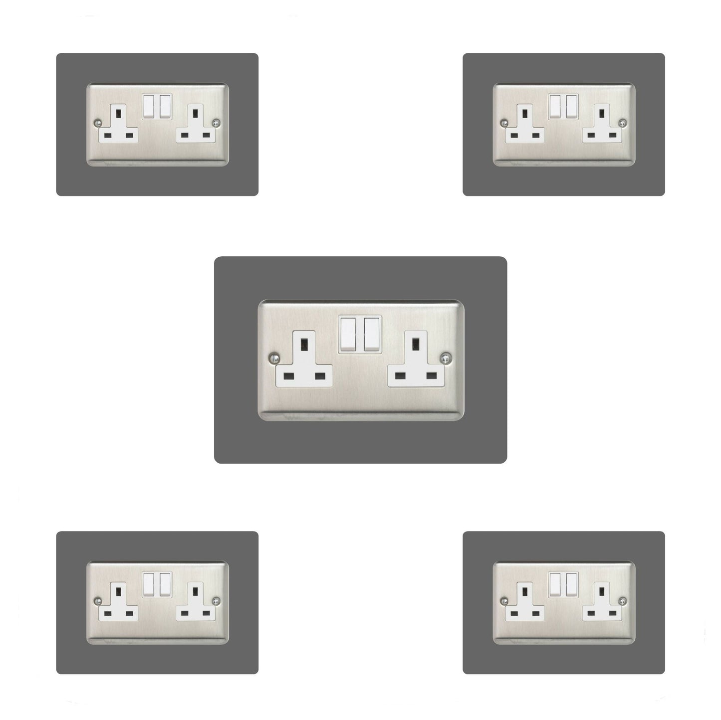 Set of 5 Double Socket Surrounds