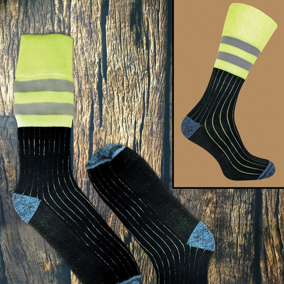 Mens Heavy Duty Cotton Hi Viz Work Socks (Multipack Options)