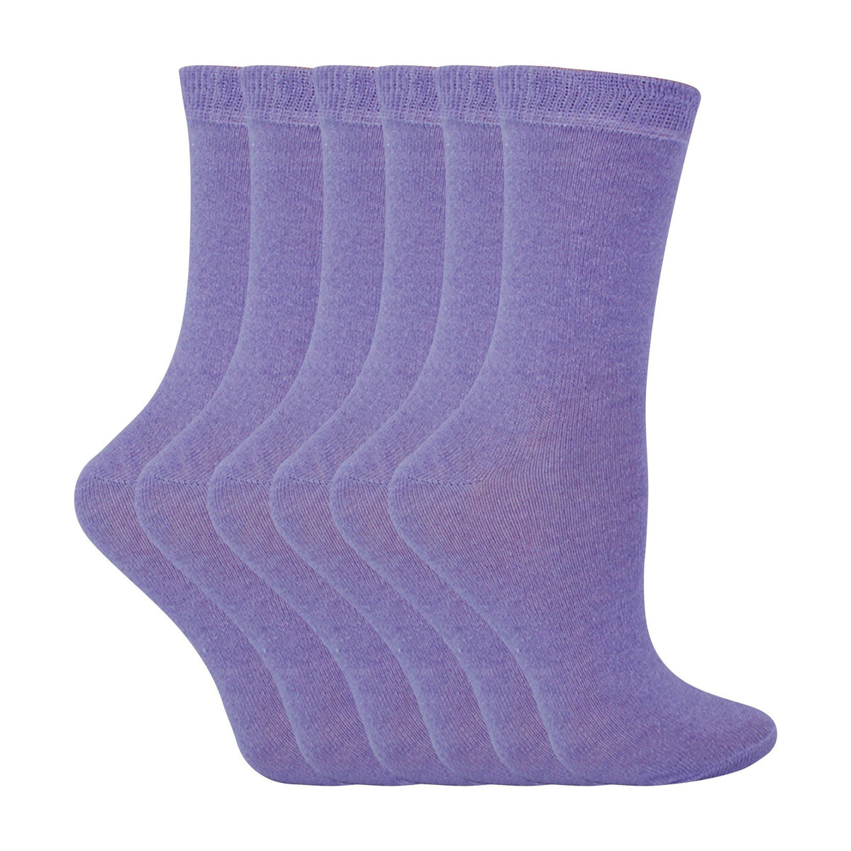 6 Pack Kids Plain Solid Coloured Cotton Socks