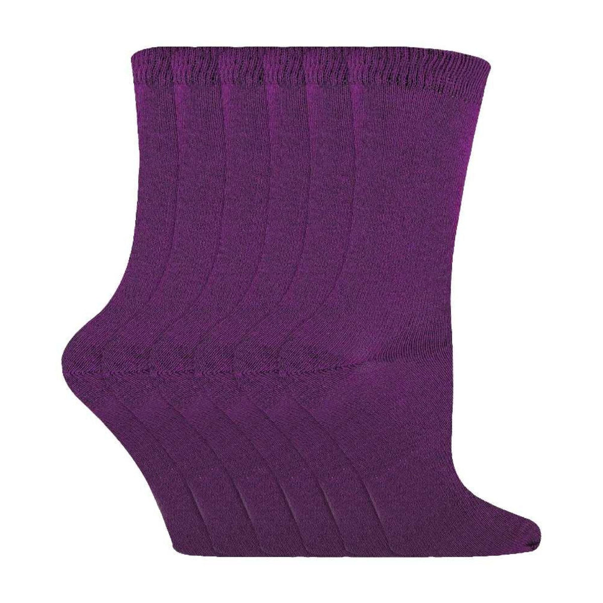 6 Pack Kids Plain Solid Coloured Cotton Socks