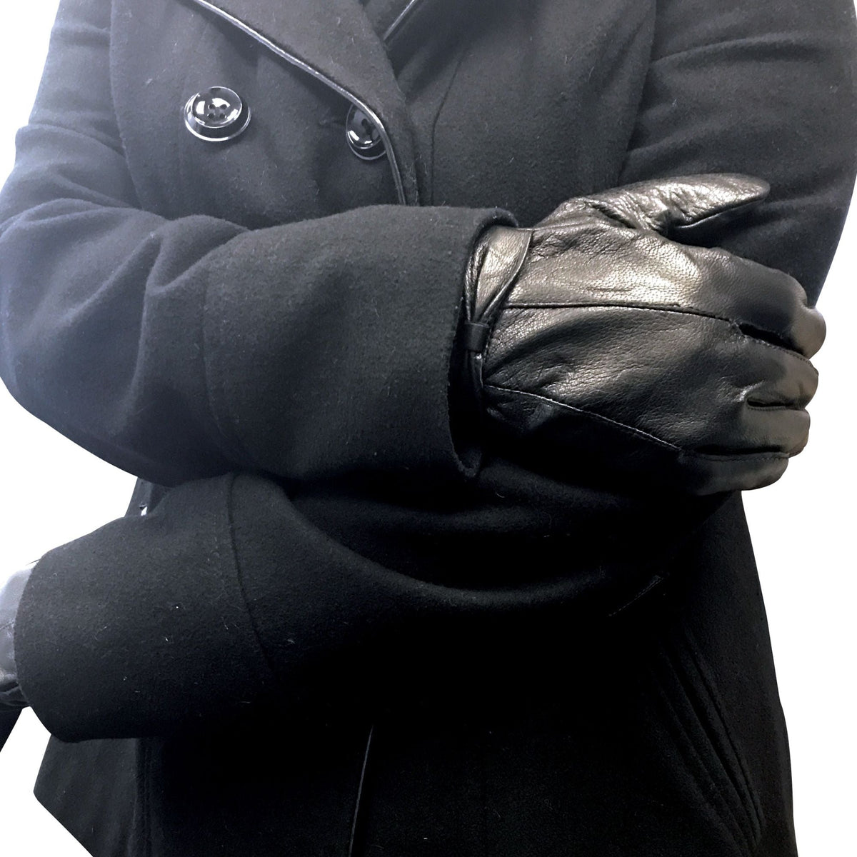 Ladies Fleece Lined Warm Leather Gloves with Bow