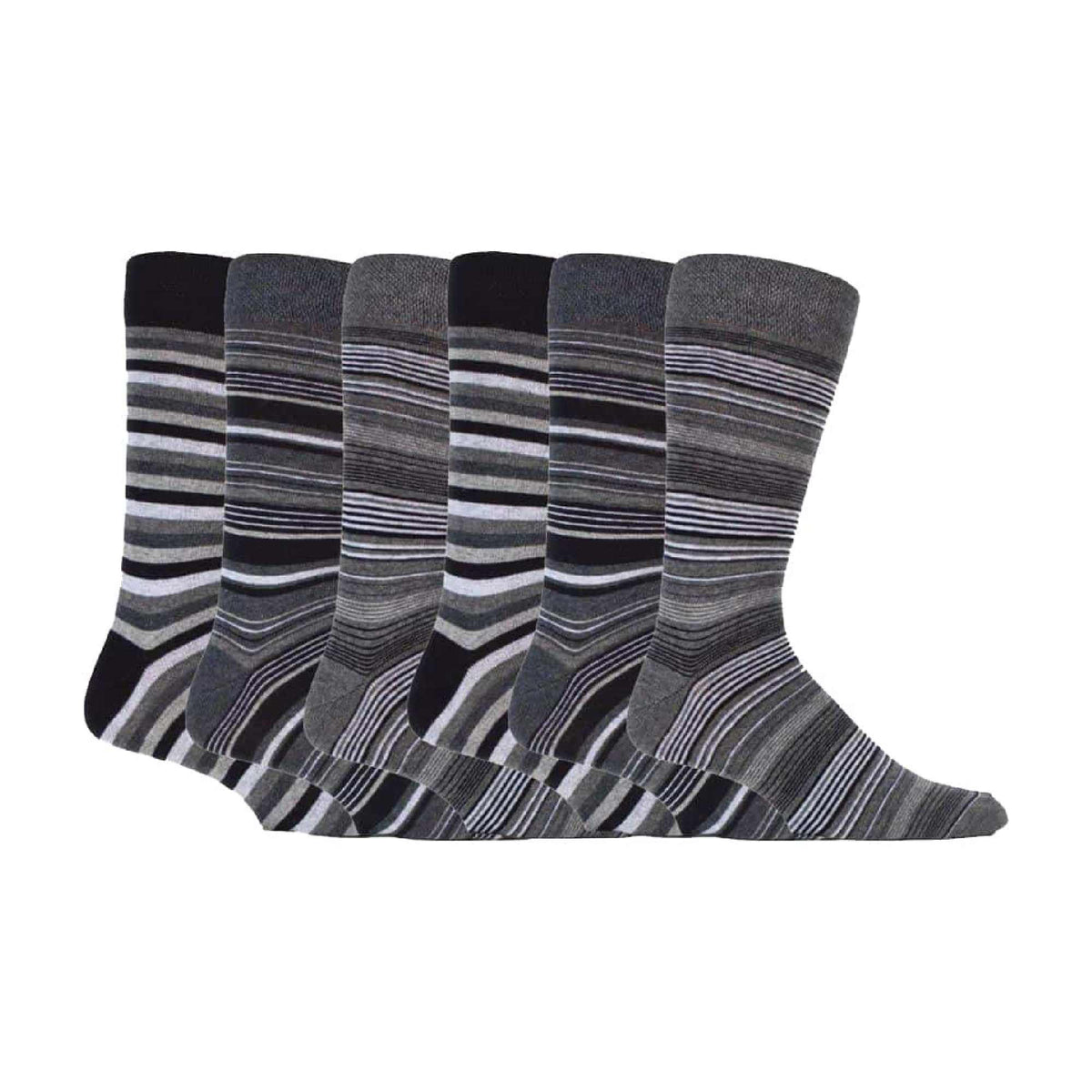 6 Pack Mens Colourful Striped Patterned Dress Cotton Socks