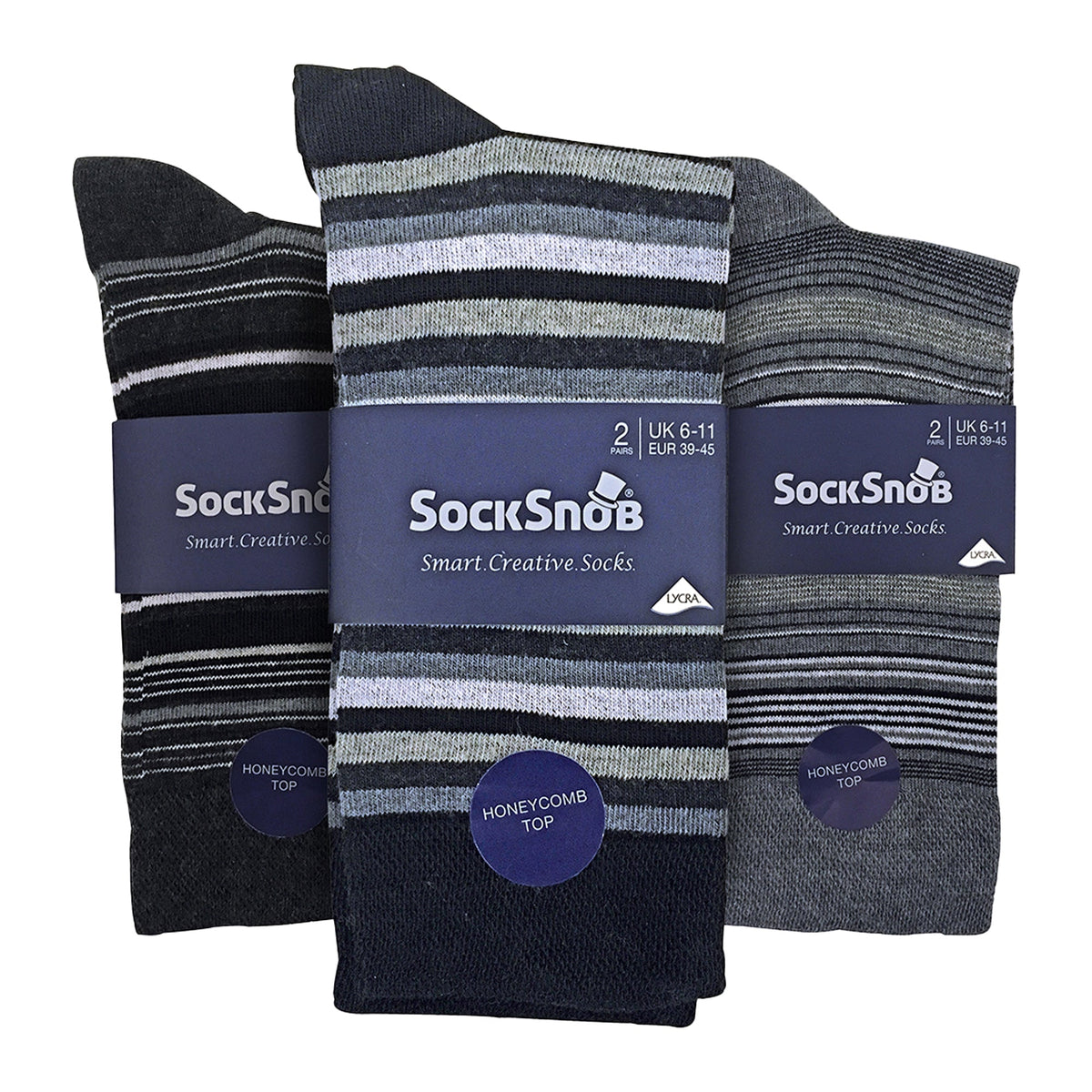 6 Pack Mens Colourful Striped Patterned Dress Cotton Socks