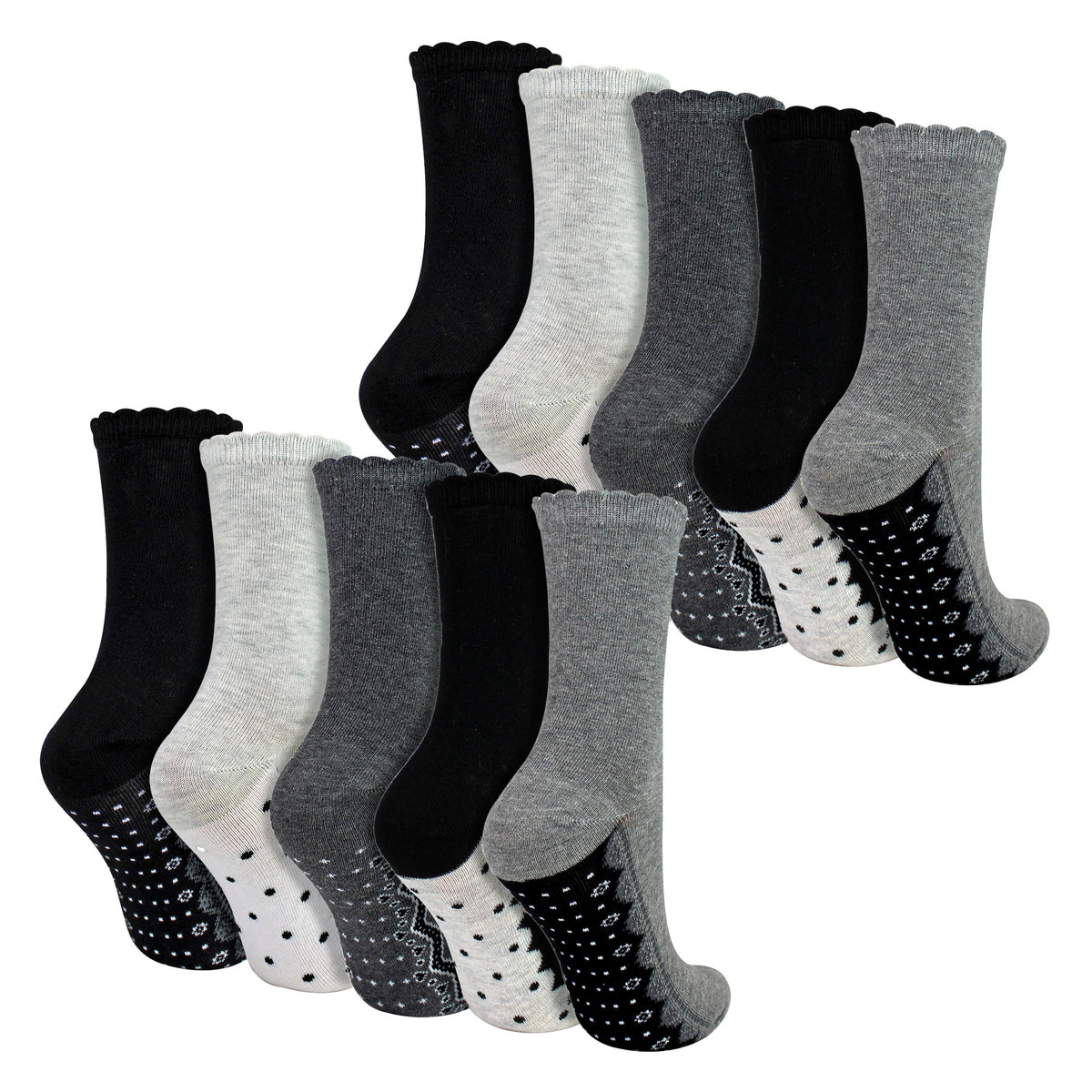 10 Pairs Ladies Lace Effect Footbed Socks - Soft Cotton Rich Everyday Socks