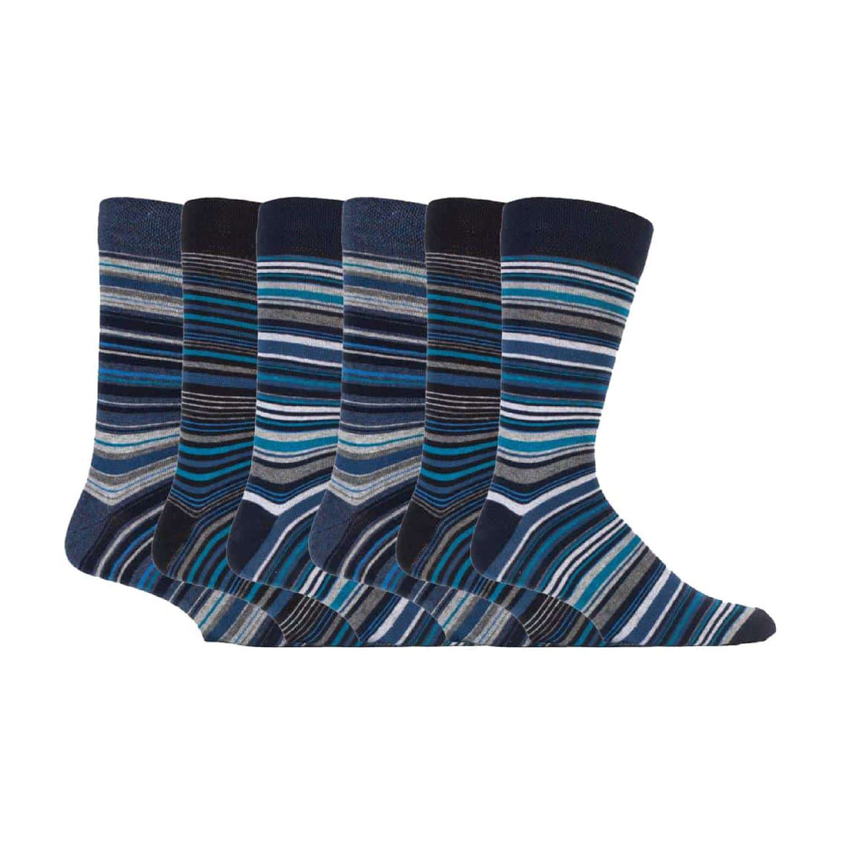 6 Pack Mens Colourful Striped Patterned Dress Cotton Socks