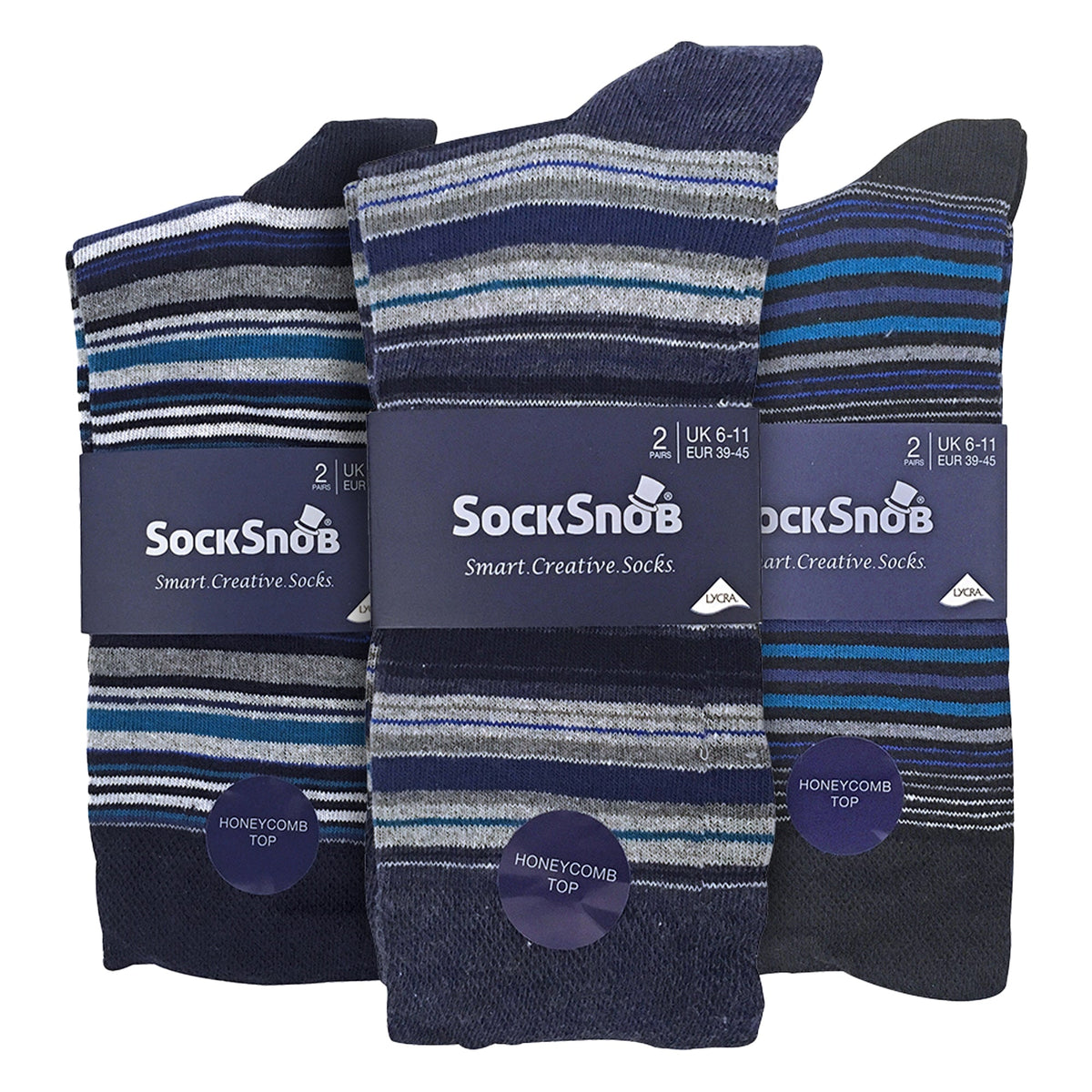 6 Pack Mens Colourful Striped Patterned Dress Cotton Socks
