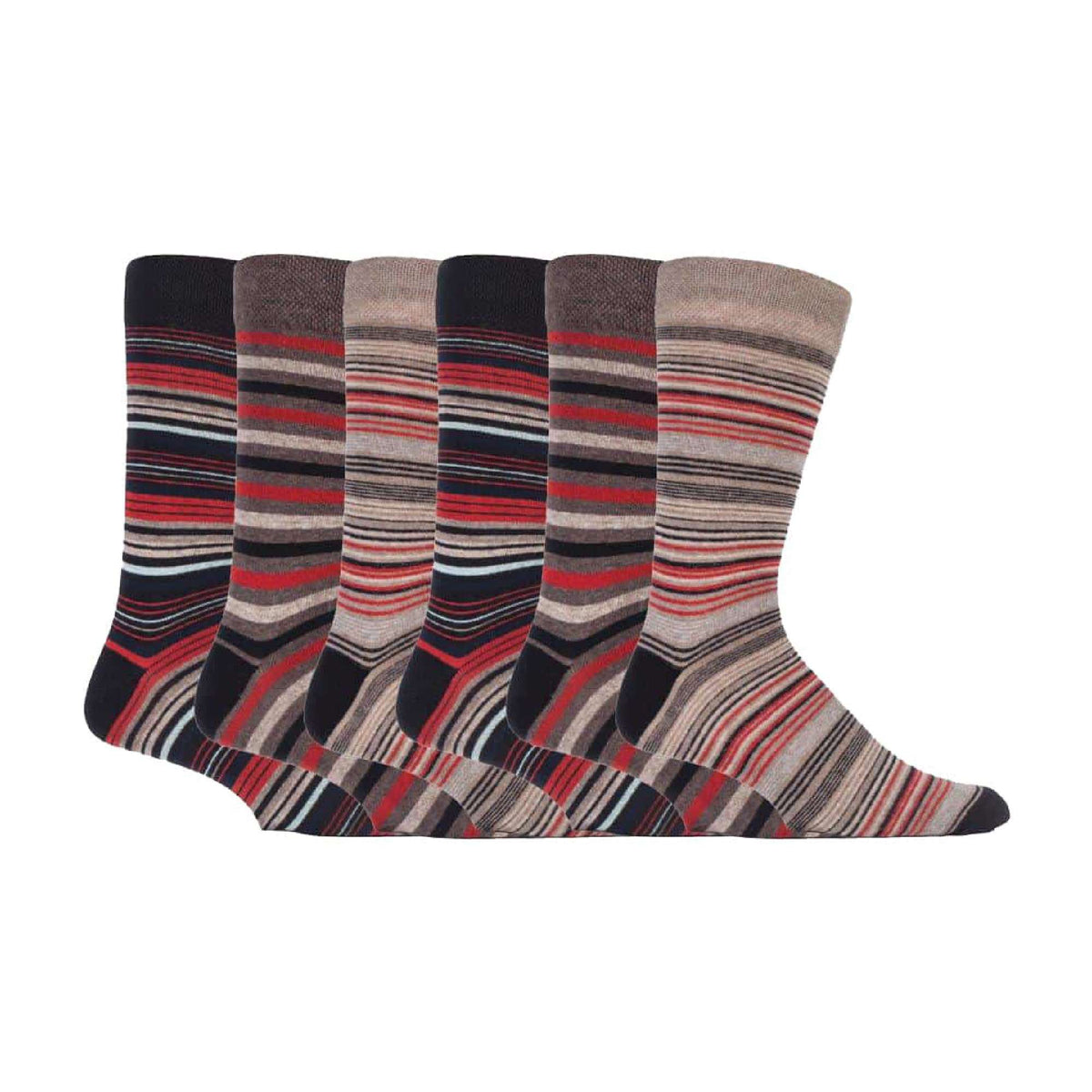 6 Pack Mens Colourful Striped Patterned Dress Cotton Socks