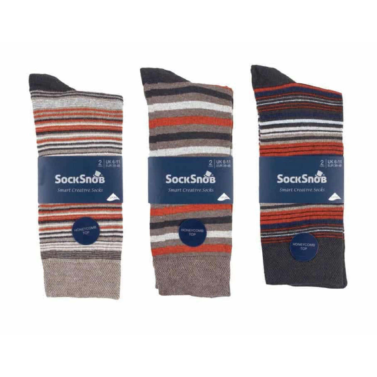 6 Pack Mens Colourful Striped Patterned Dress Cotton Socks