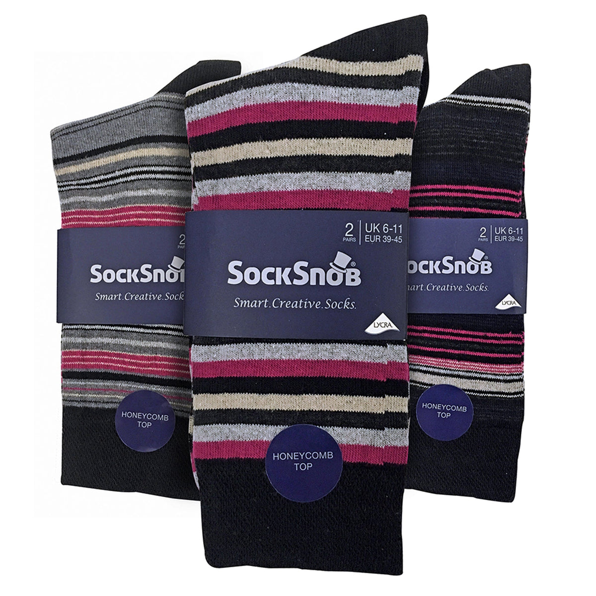 6 Pack Mens Colourful Striped Patterned Dress Cotton Socks
