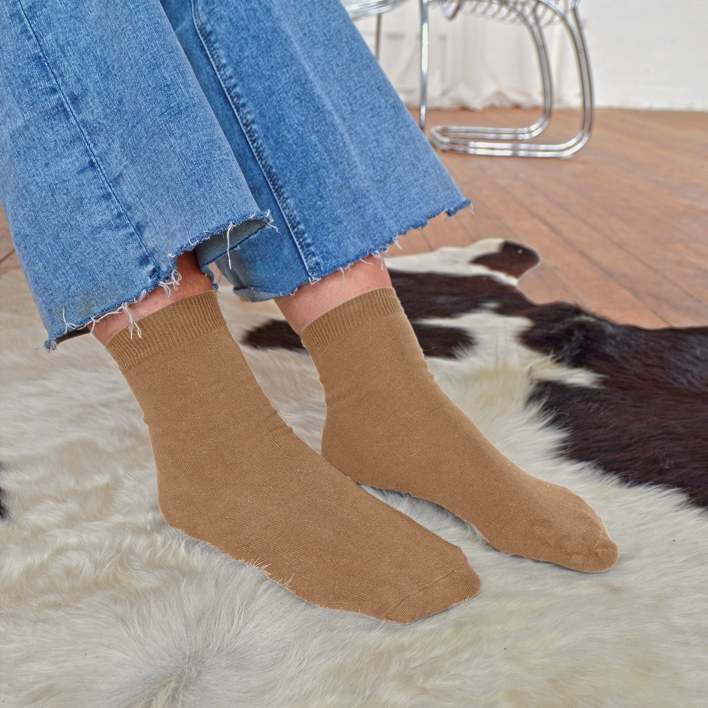 Ladies Plain Coloured Cotton Rich Dress Socks (Multipack Options)