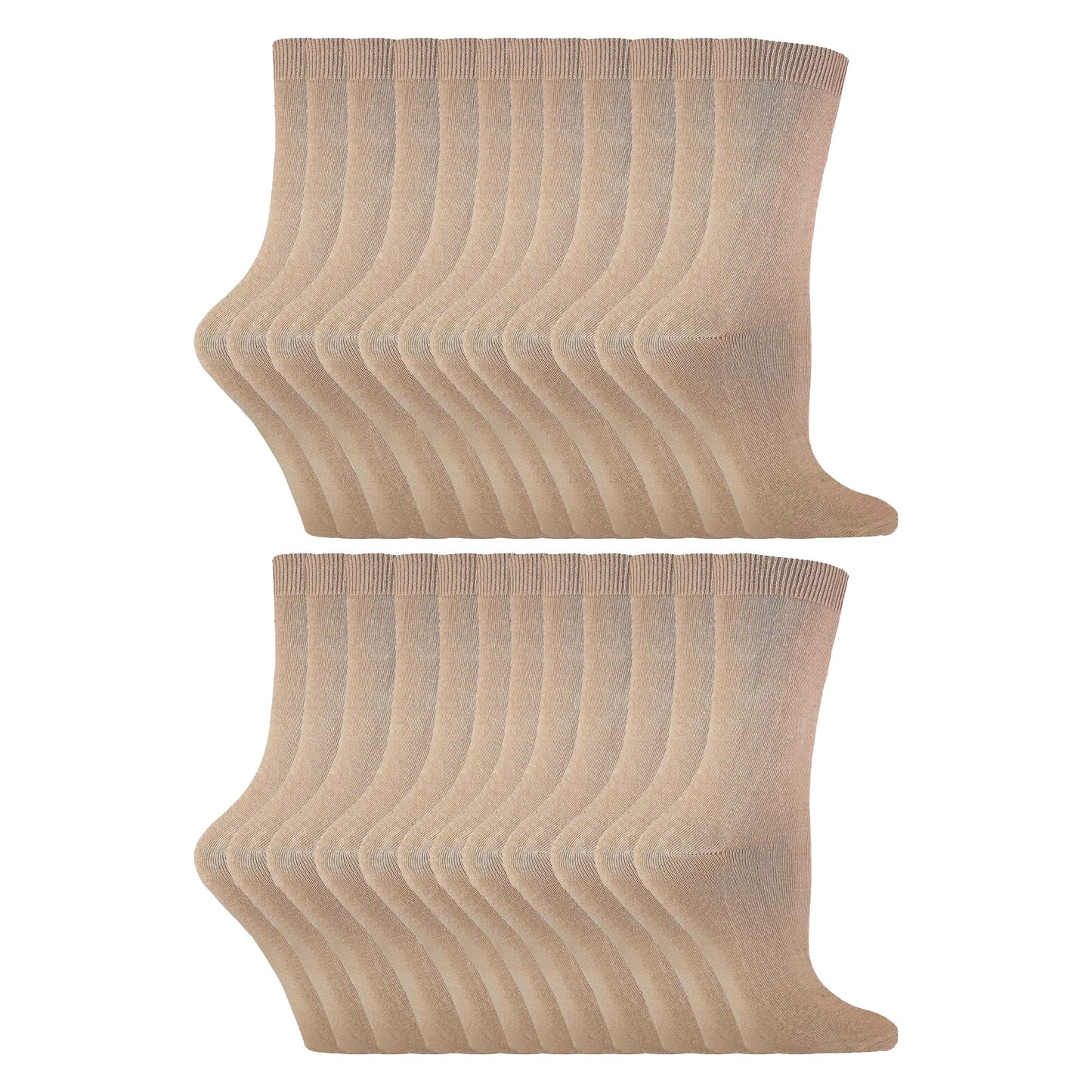 Ladies Plain Coloured Cotton Rich Dress Socks (Multipack Options)