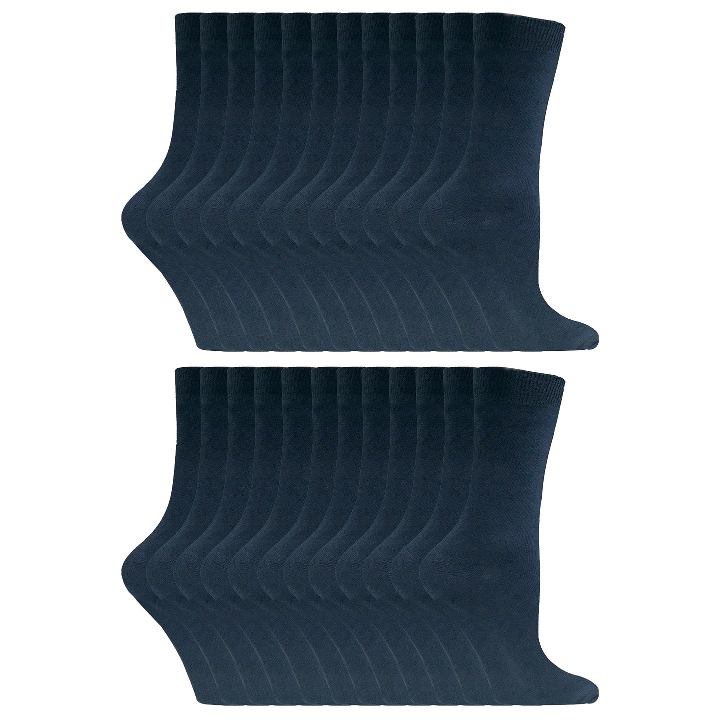 Ladies Plain Coloured Cotton Rich Dress Socks (Multipack Options)