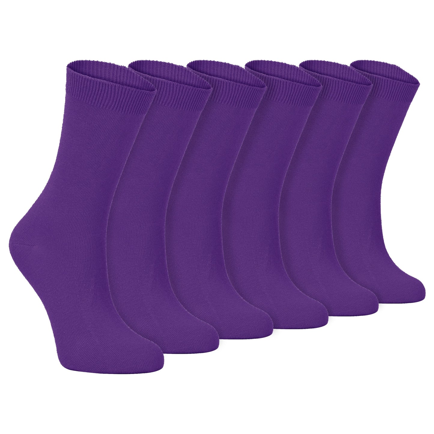 Ladies Plain Coloured Cotton Rich Dress Socks (Multipack Options)
