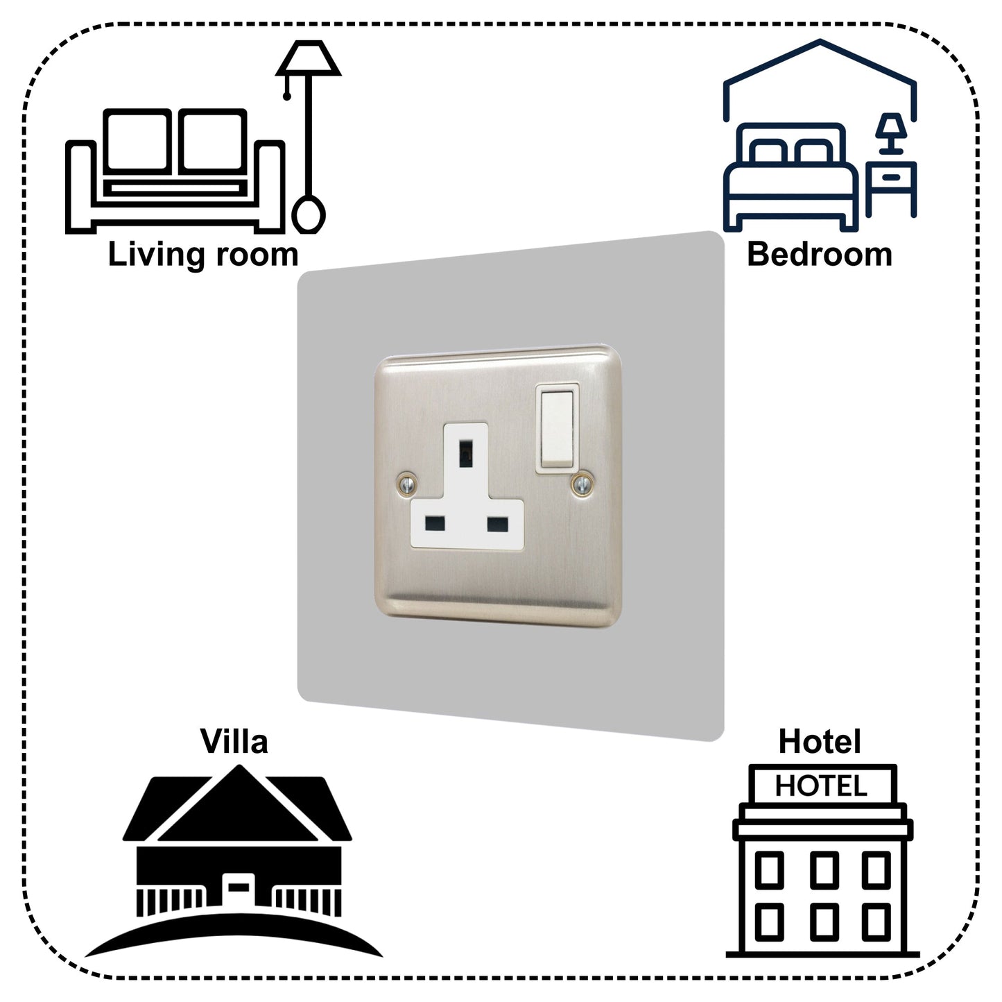 Set of 5 Single Socket Surround, square