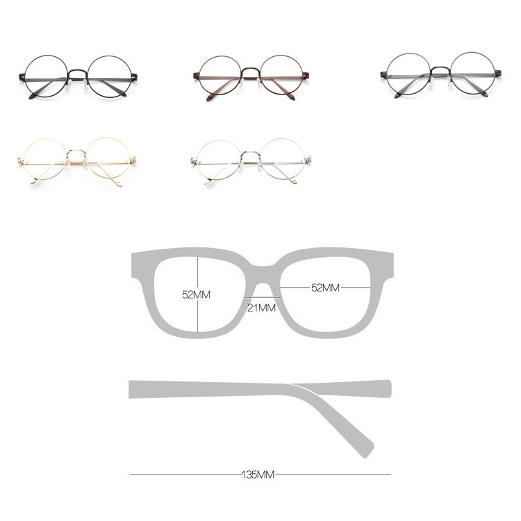 Round-Framed Glasses Small Fresh, Round-Framed Glasses, Golden, Silver, Bronze, Gun gray