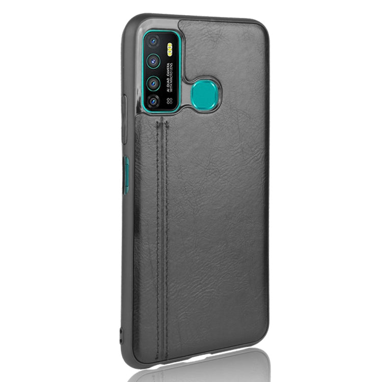 For Infinix Hot 9 Shockproof Sewing Cow Pattern Skin Texture PC + PU + TPU Case(Black)