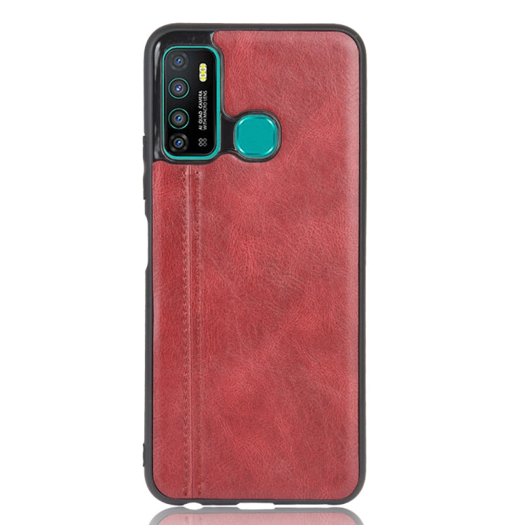 For Infinix Hot 9 Shockproof Sewing Cow Pattern Skin Texture PC + PU + TPU Case(Red)
