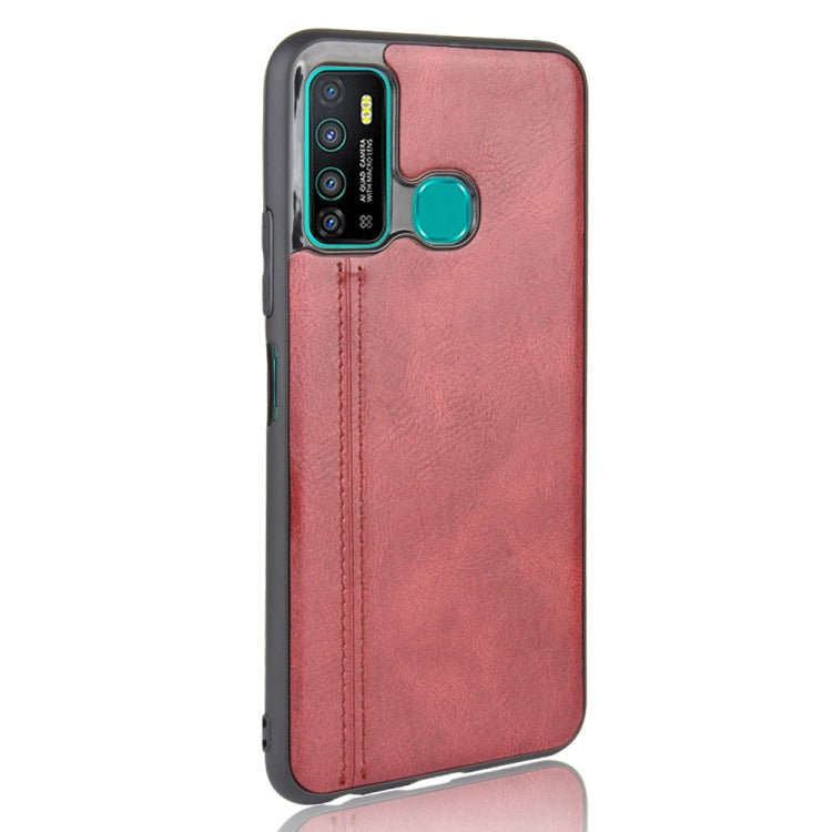 For Infinix Hot 9 Shockproof Sewing Cow Pattern Skin Texture PC + PU + TPU Case(Red)