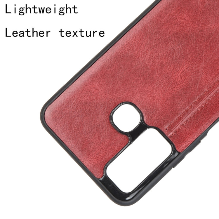 For Infinix Hot 9 Shockproof Sewing Cow Pattern Skin Texture PC + PU + TPU Case(Red)