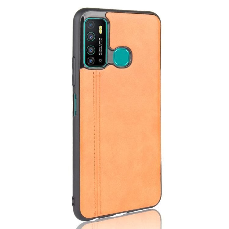 For Infinix Hot 9 Shockproof Sewing Cow Pattern Skin Texture PC + PU + TPU Case(Orange)