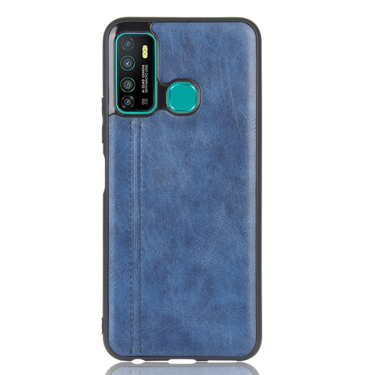 For Infinix Hot 9 Shockproof Sewing Cow Pattern Skin Texture PC + PU + TPU Case(Blue)
